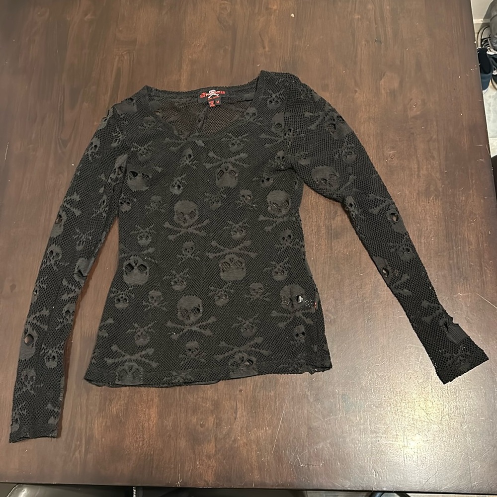 Royal bones size medium skull fishnet shirt